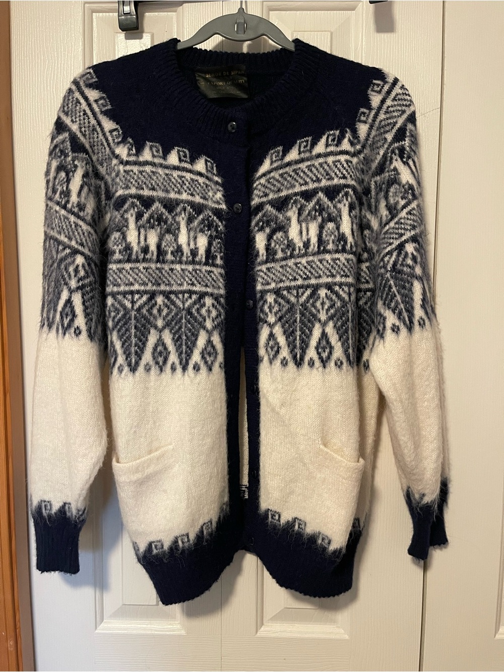 Senor de Sipan Navy & Cream Cardigan Sweater